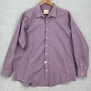 Trumaker Dress Shirt Mens 2XL Burgundy Built To Fit Button Up Long Sleeve Cotton